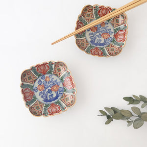 Rinkurou Kiln Chrysanthemum-shaped Small Plate Square Pattern | Hasami Ware-Detail8