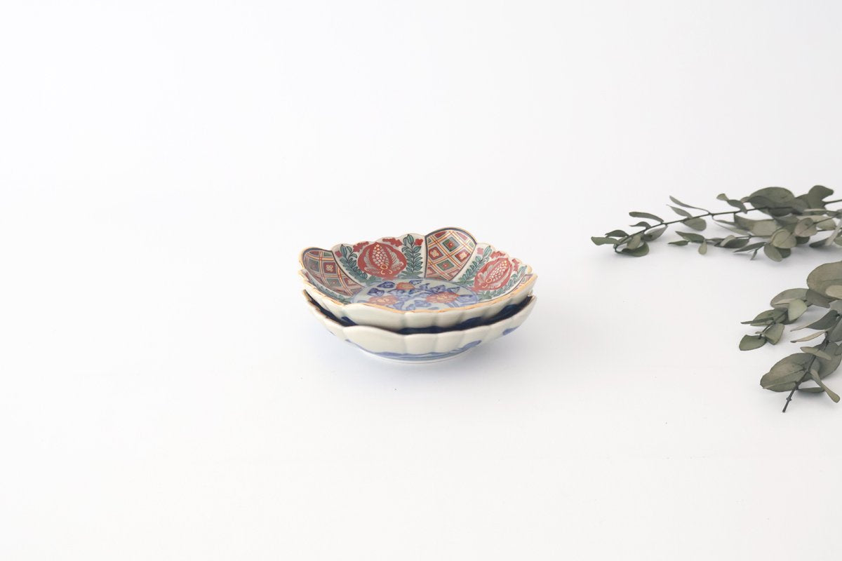 Rinkurou Kiln Chrysanthemum-shaped Small Plate Square Pattern | Hasami Ware