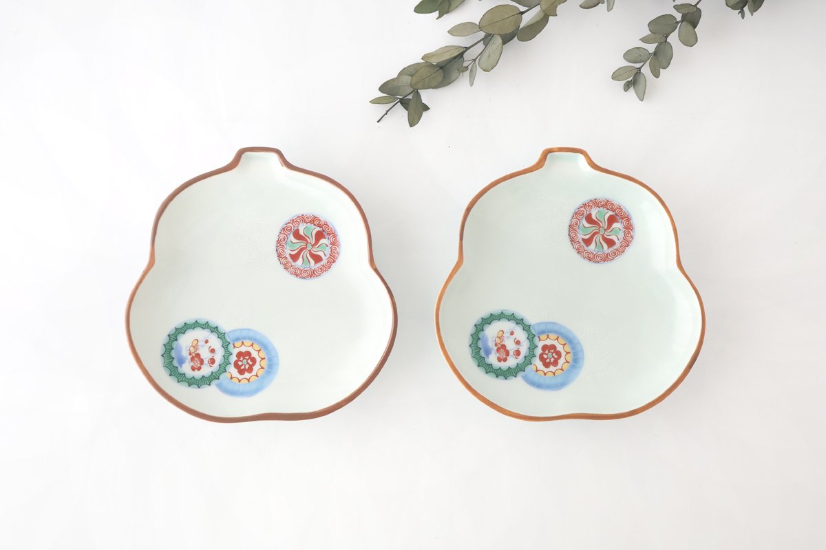 Rinkurou Kiln Gourd-shaped Plate Arabesque Round Pattern | Hasami Ware