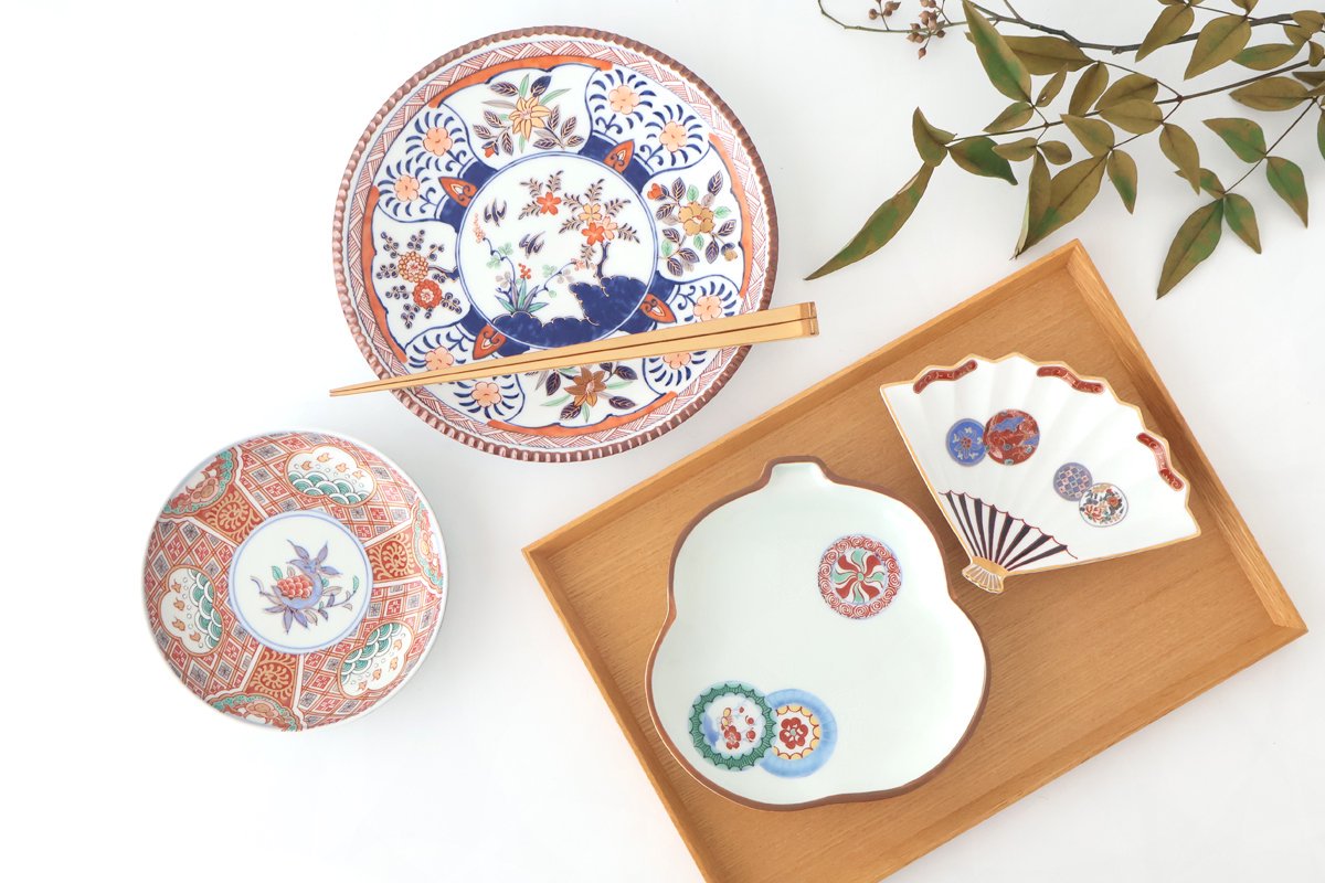 Rinkurou Kiln Gourd-shaped Plate Arabesque Round Pattern | Hasami Ware