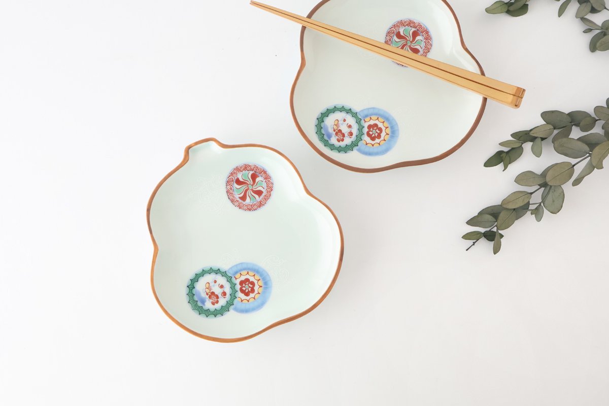 Rinkurou Kiln Gourd-shaped Plate Arabesque Round Pattern | Hasami Ware