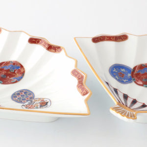 Rinkurou Kiln Fan-shaped Small Plate Red Phoenix Pattern|Hasami Ware-Detail2