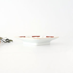 Rinkurou Kiln Fan-shaped Small Plate Red Phoenix Pattern|Hasami Ware-Detail3