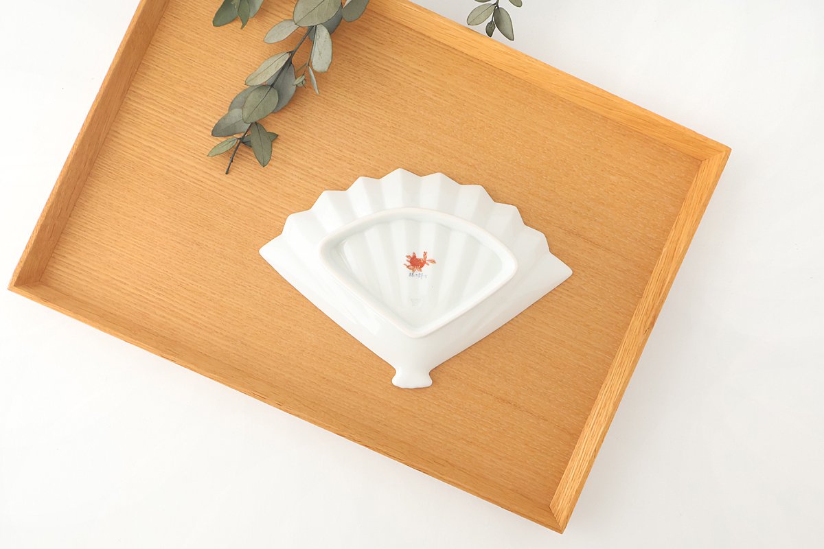 Rinkurou Kiln Fan-shaped Small Plate Red Phoenix Pattern|Hasami Ware
