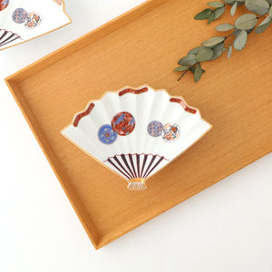 Rinkurou Kiln Fan-shaped Small Plate Red Phoenix Pattern|Hasami Ware-Detail7