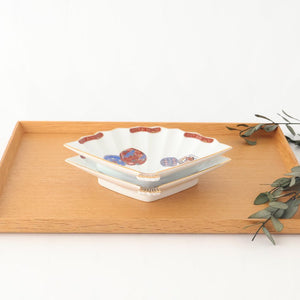 Rinkurou Kiln Fan-shaped Small Plate Red Phoenix Pattern|Hasami Ware-Detail10