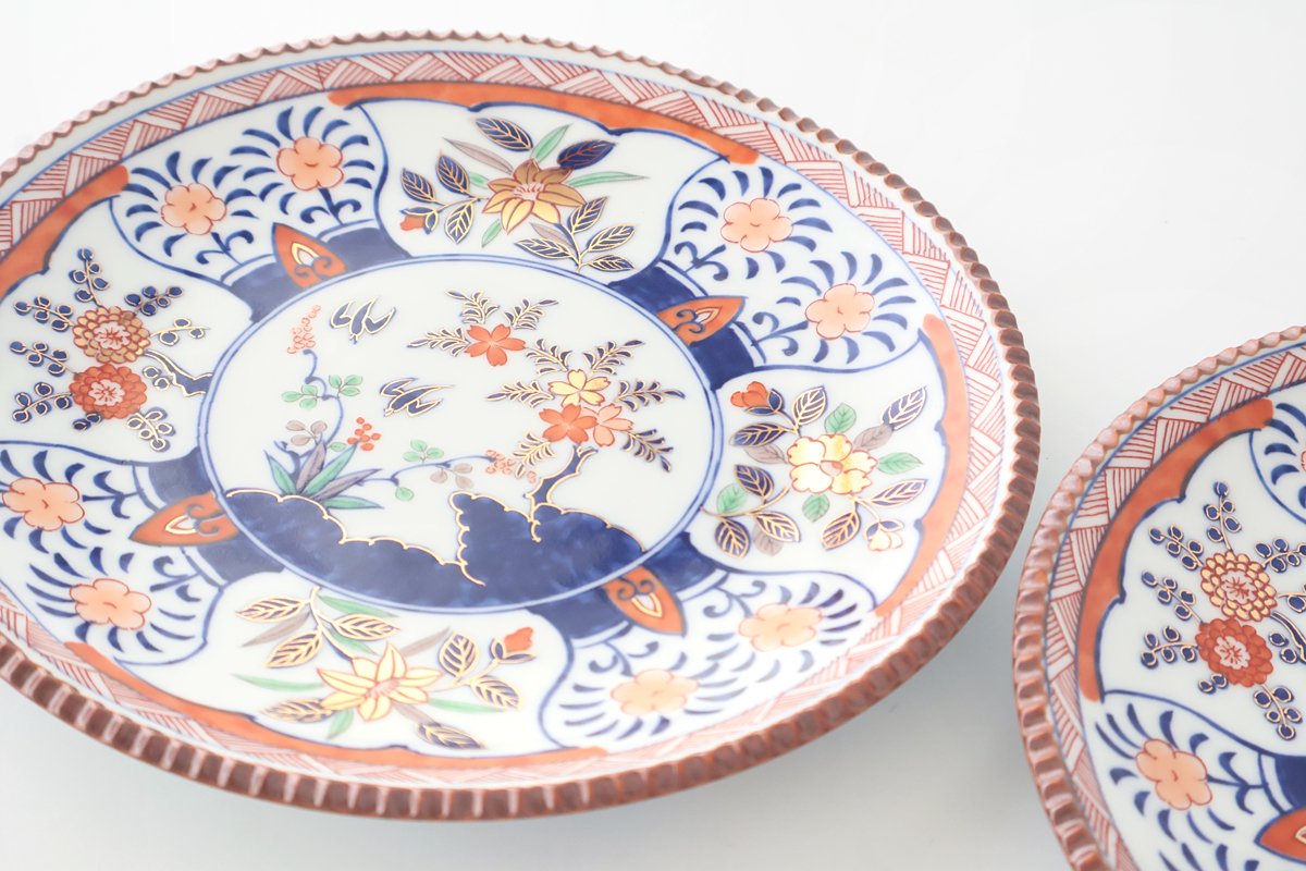 Rinkurou Kiln Round Plate Old Imari Flower and Tree 21cm/10.6in | Hasami Ware