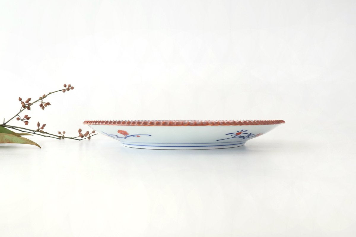 Rinkurou Kiln Round Plate Old Imari Flower and Tree 21cm/10.6in  | Hasami Ware-Detail5