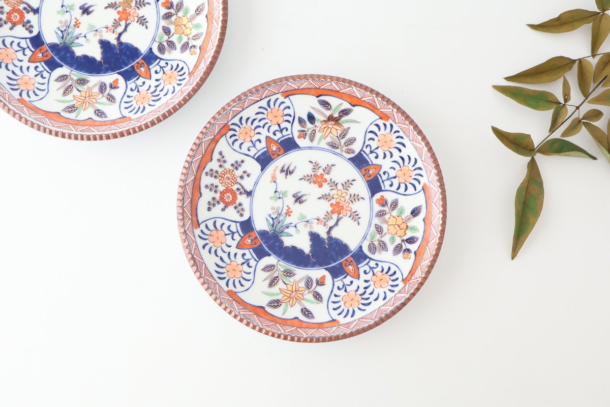 Rinkurou Kiln Round Plate Old Imari Flower and Tree 21cm/10.6in | Hasami Ware