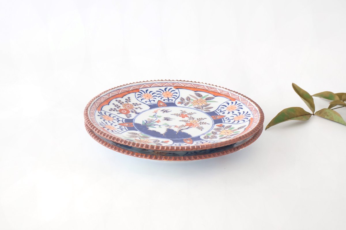 Rinkurou Kiln Round Plate Old Imari Flower and Tree 21cm/10.6in | Hasami Ware