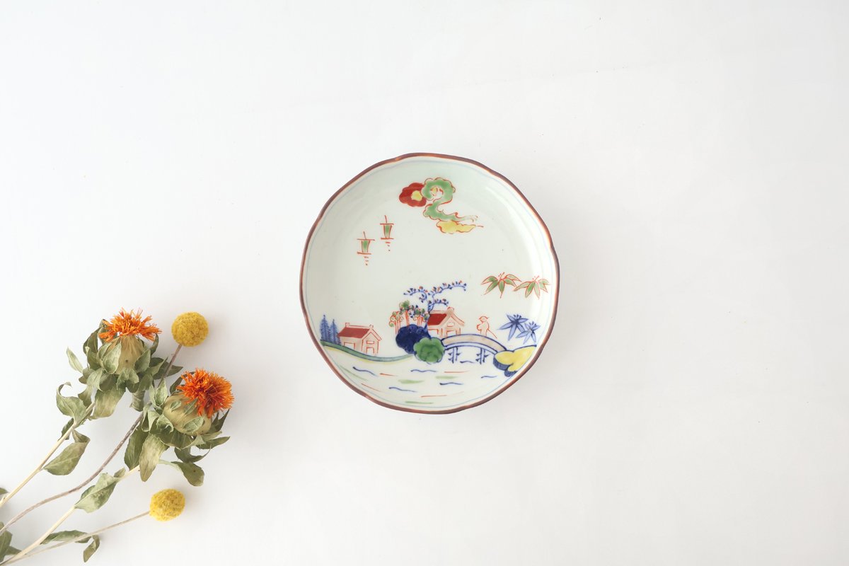Serving Plate Colored landscape Pattern 11.4㎝/4.5in|Arita Ware