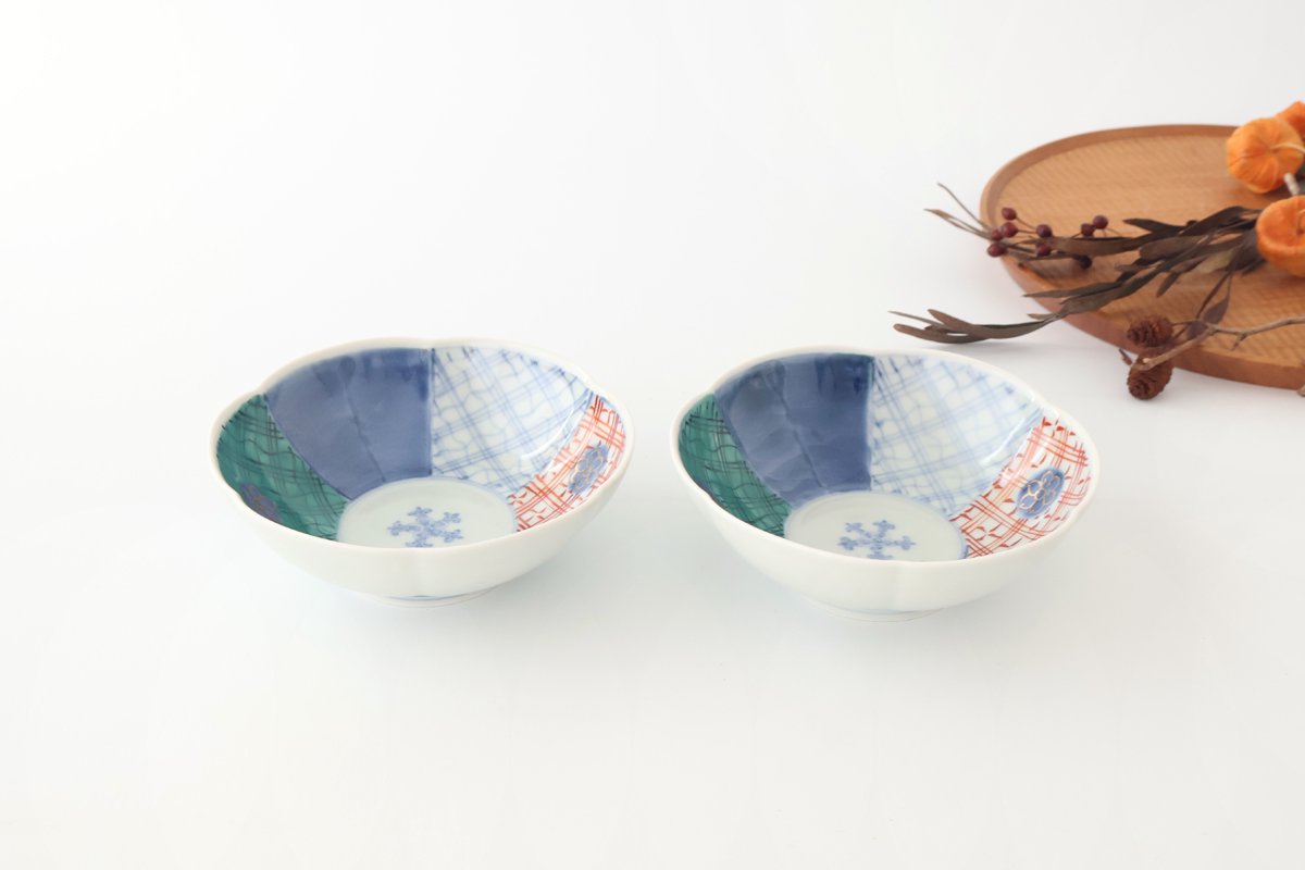 Flower-shaped Bowl Blue and Green|Serving Bowl Arita Ware