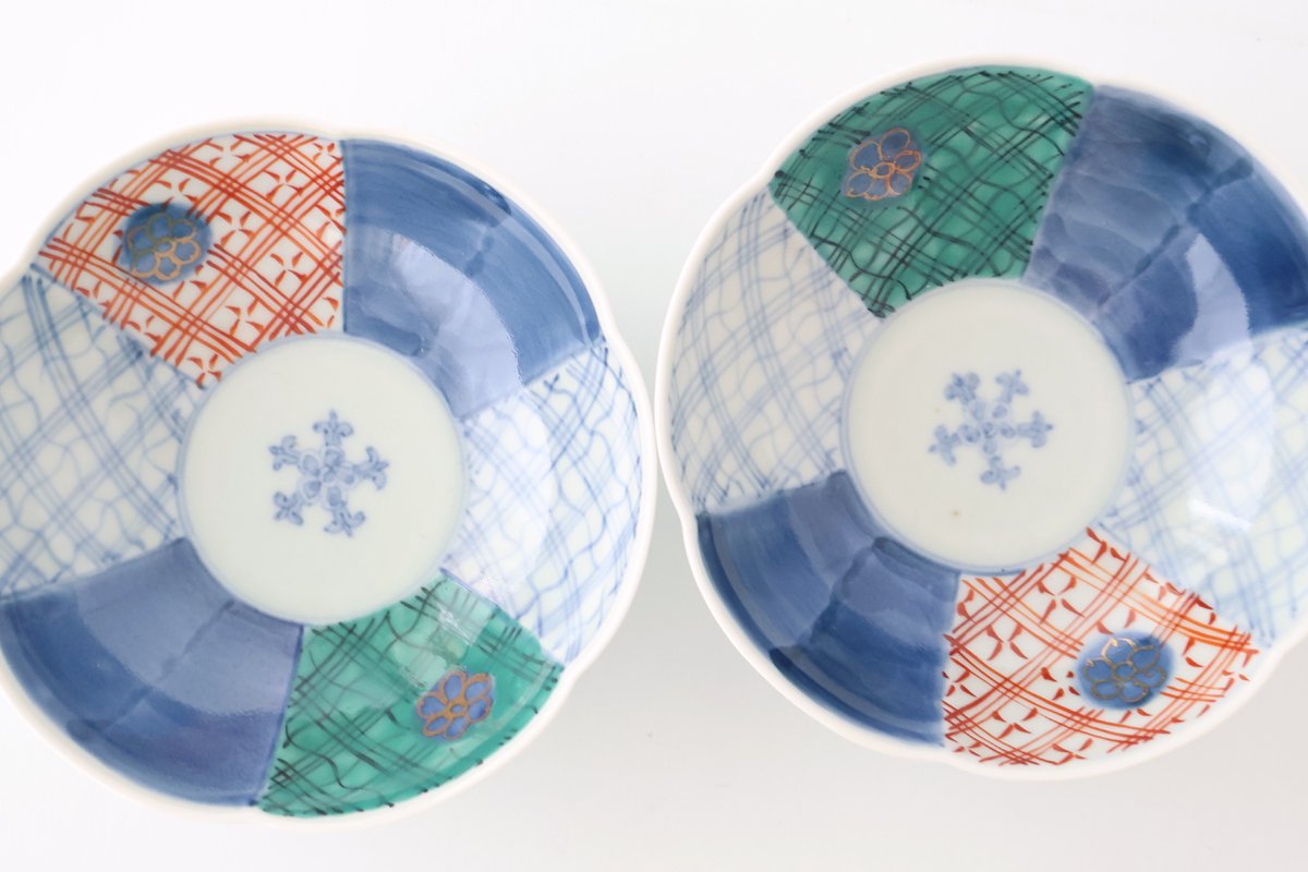 Flower-shaped Bowl Blue and Green|Serving Bowl Arita Ware