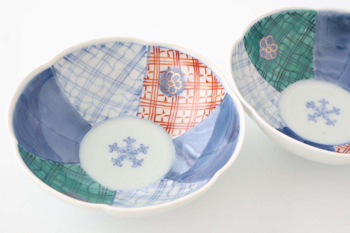 Flower-shaped Bowl Blue and Green|Serving Bowl Arita Ware