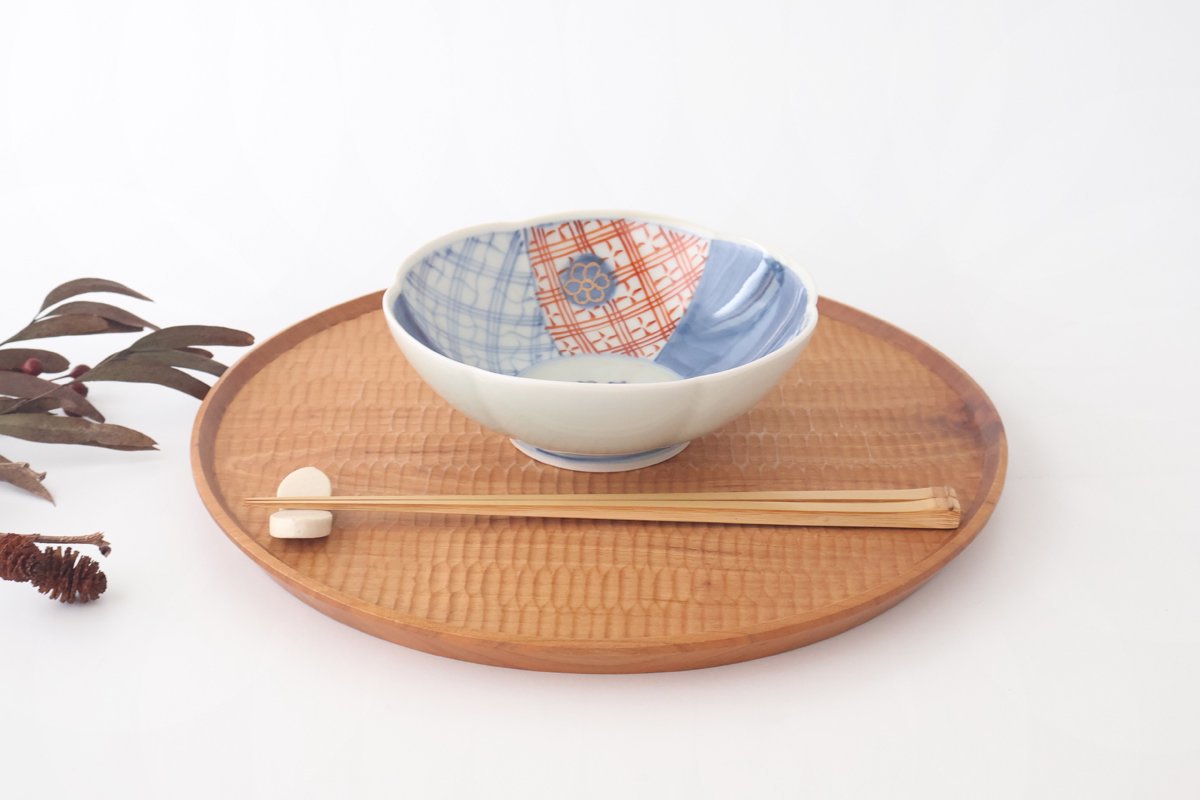 Flower-shaped Bowl Blue and Green|Serving Bowl Arita Ware