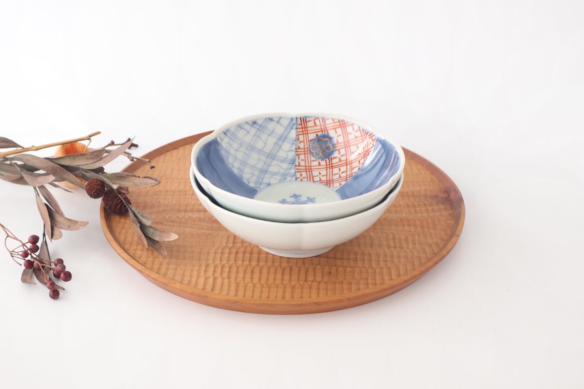 Flower-shaped Bowl Blue and Green|Serving Bowl Arita Ware