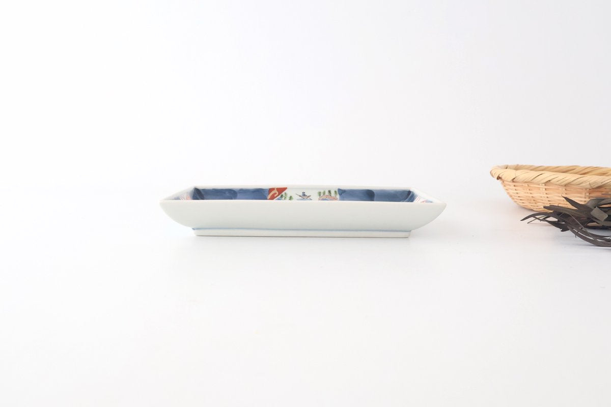 Rectangle Plate Landscape Shochikubai|Sushi Plate Arita Ware
