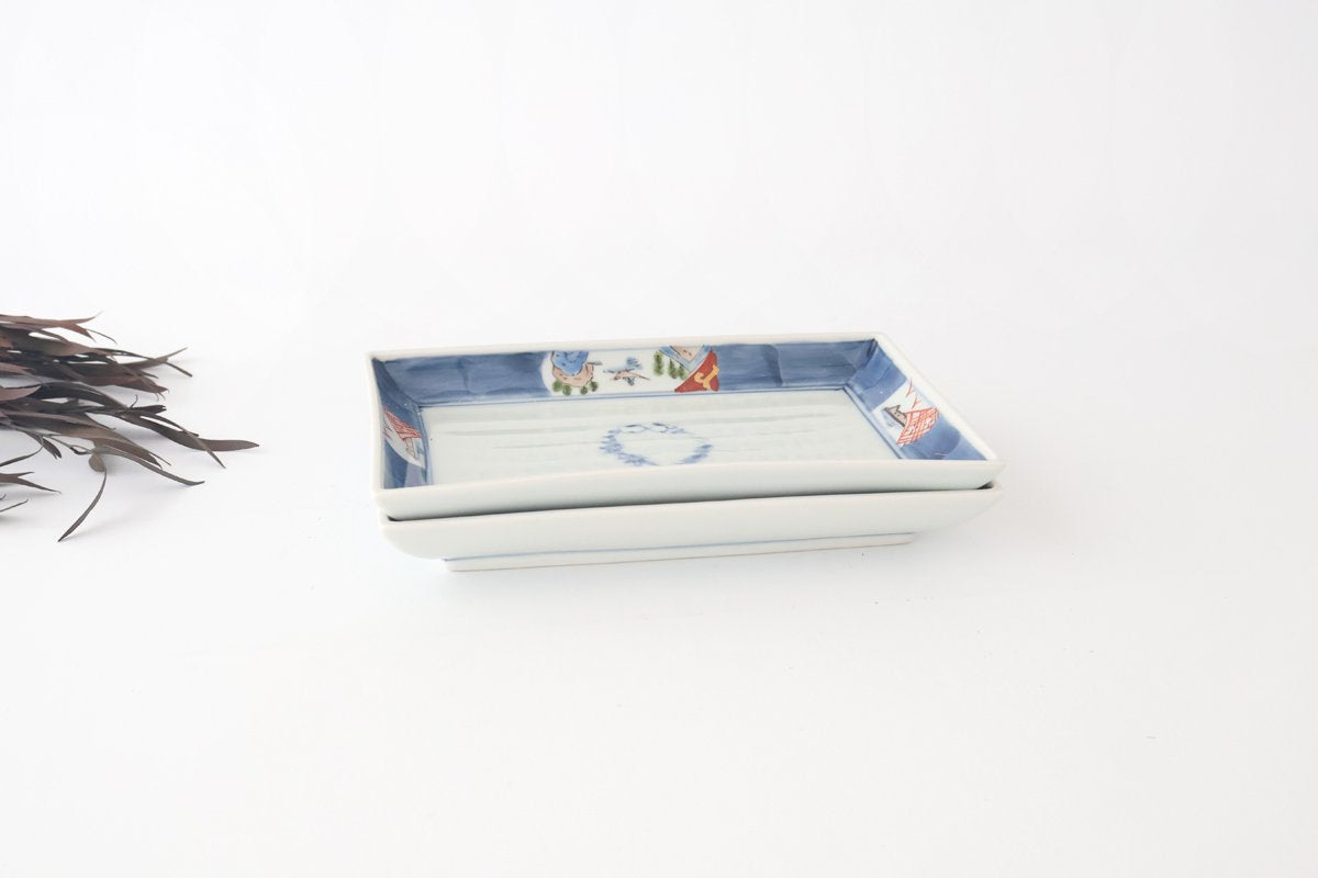 Rectangle Plate Landscape Shochikubai|Sushi Plate Arita Ware