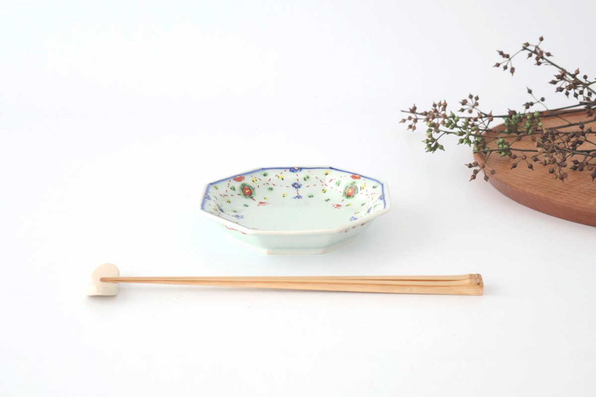Octagonal Serving Plate Yoraku Pattern | Hasami Ware