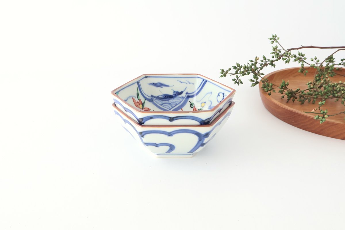 Small Hexagonal Bowl Children's Pattern|Kobachi Hasami Ware