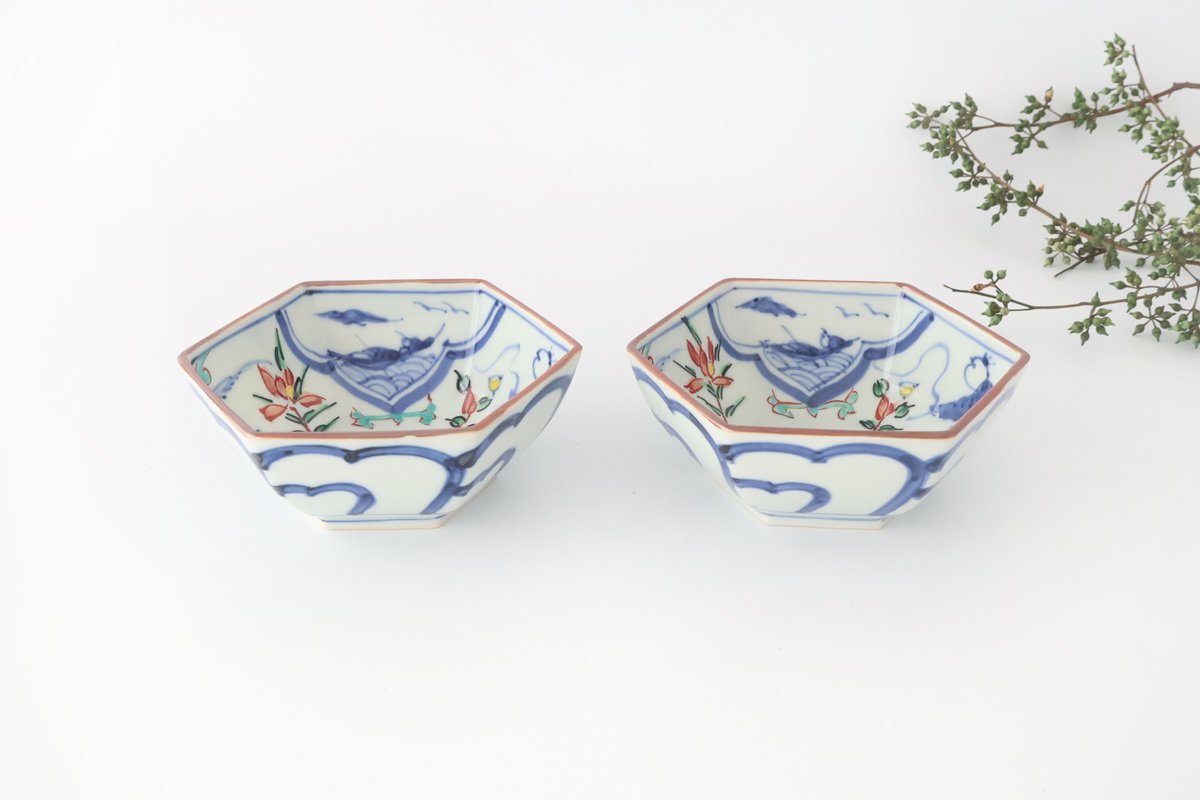 Small Hexagonal Bowl Children's Pattern|Kobachi Hasami Ware