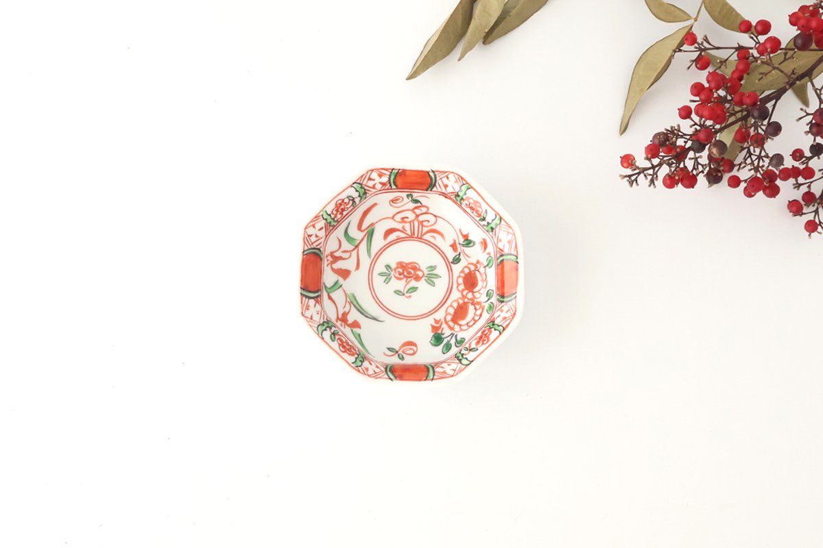 Octagonal Plate Blue and Red 7.6㎝/3in|Arita Ware