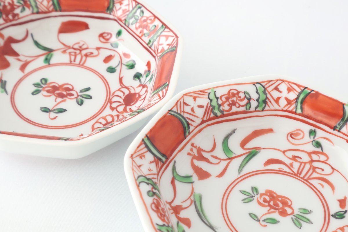 Octagonal Plate Blue and Red 7.6㎝/3in|Arita Ware