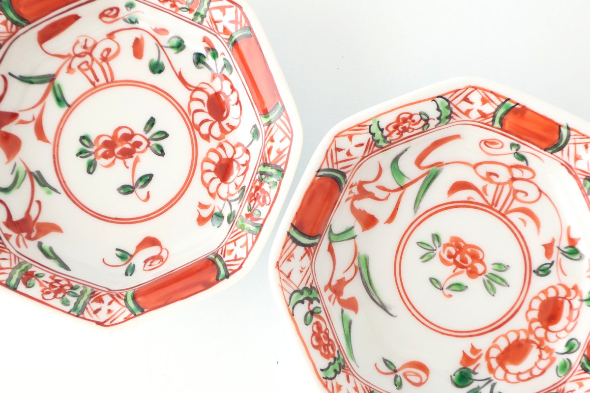 Octagonal Plate Blue and Red 7.6㎝/3in|Arita Ware