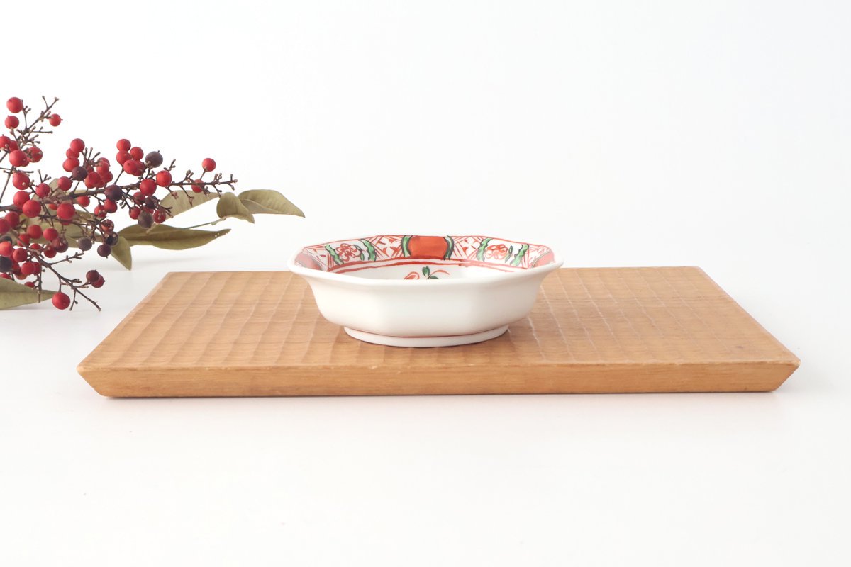 Octagonal Plate Blue and Red 7.6㎝/3in|Arita Ware