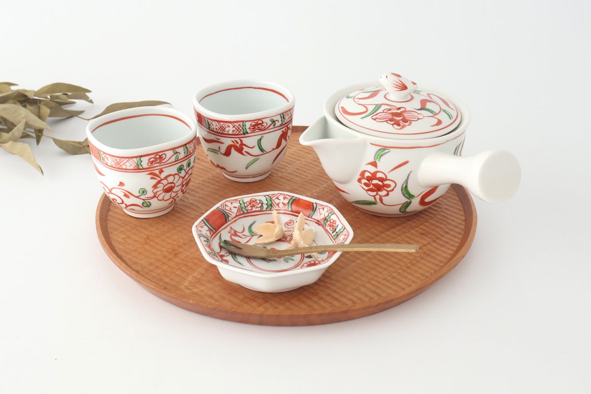 Octagonal Plate Blue and Red 7.6㎝/3in|Arita Ware