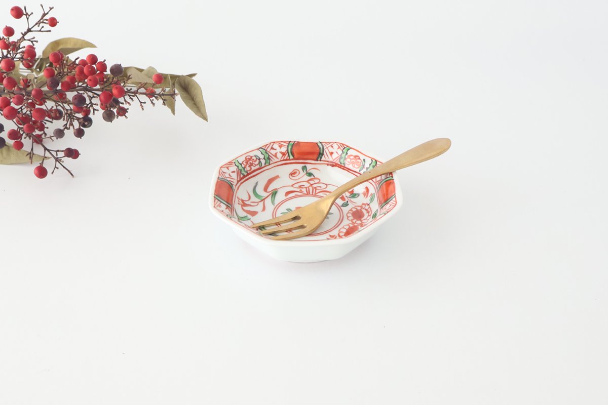 Octagonal Plate Blue and Red 7.6㎝/3in|Arita Ware