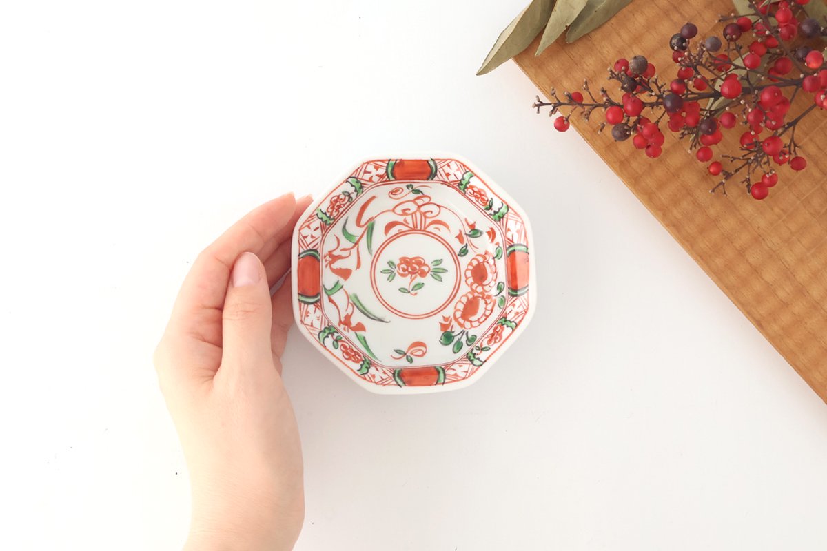 Octagonal Plate Blue and Red 7.6㎝/3in|Arita Ware