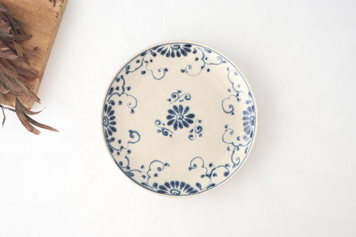 Round Plate Blue Flower Annan21cm/8.3in | Mino Ware