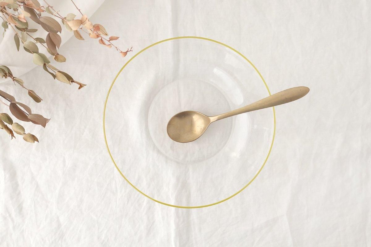 POTPURRI bitte Round Glass Plate Yellow 20.5㎝/8in