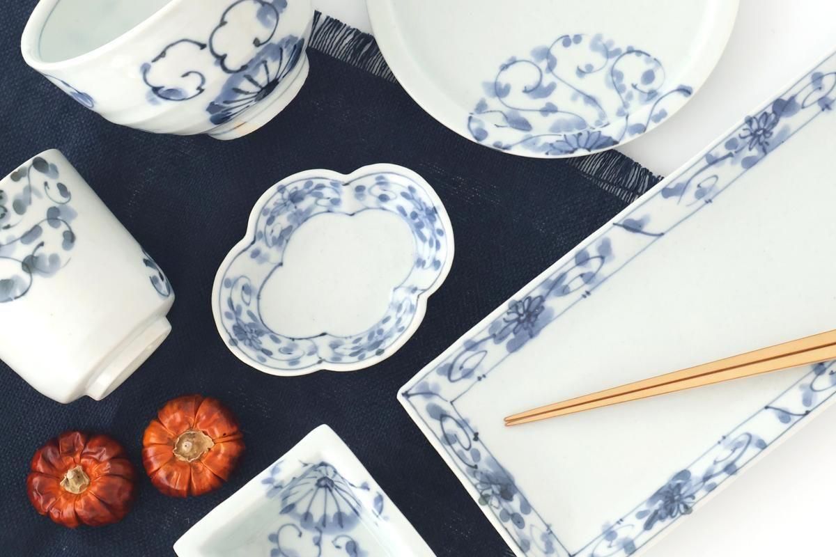 Rectangle Plate Peony Arabesque|Sushi Plate Arita Ware