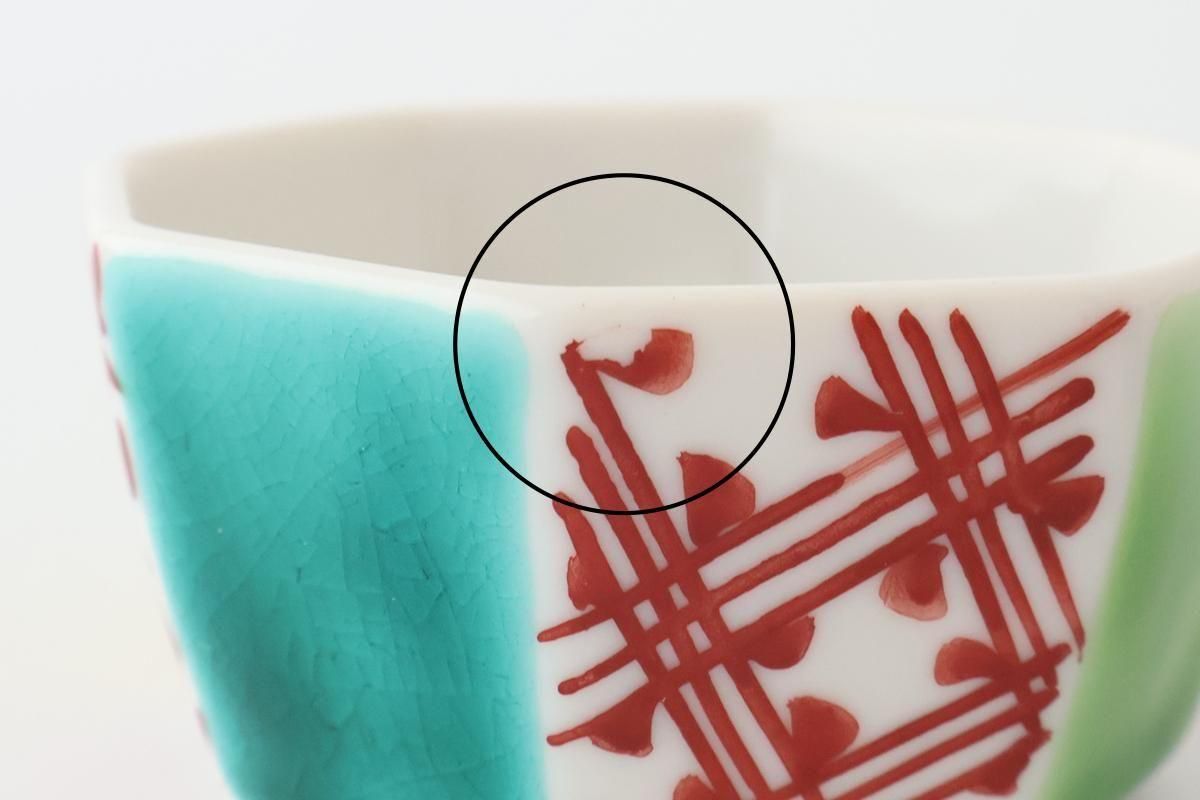 Biseki Kiln Octagonal Bowl Kimono Pattern| Kobachi Kutani Ware