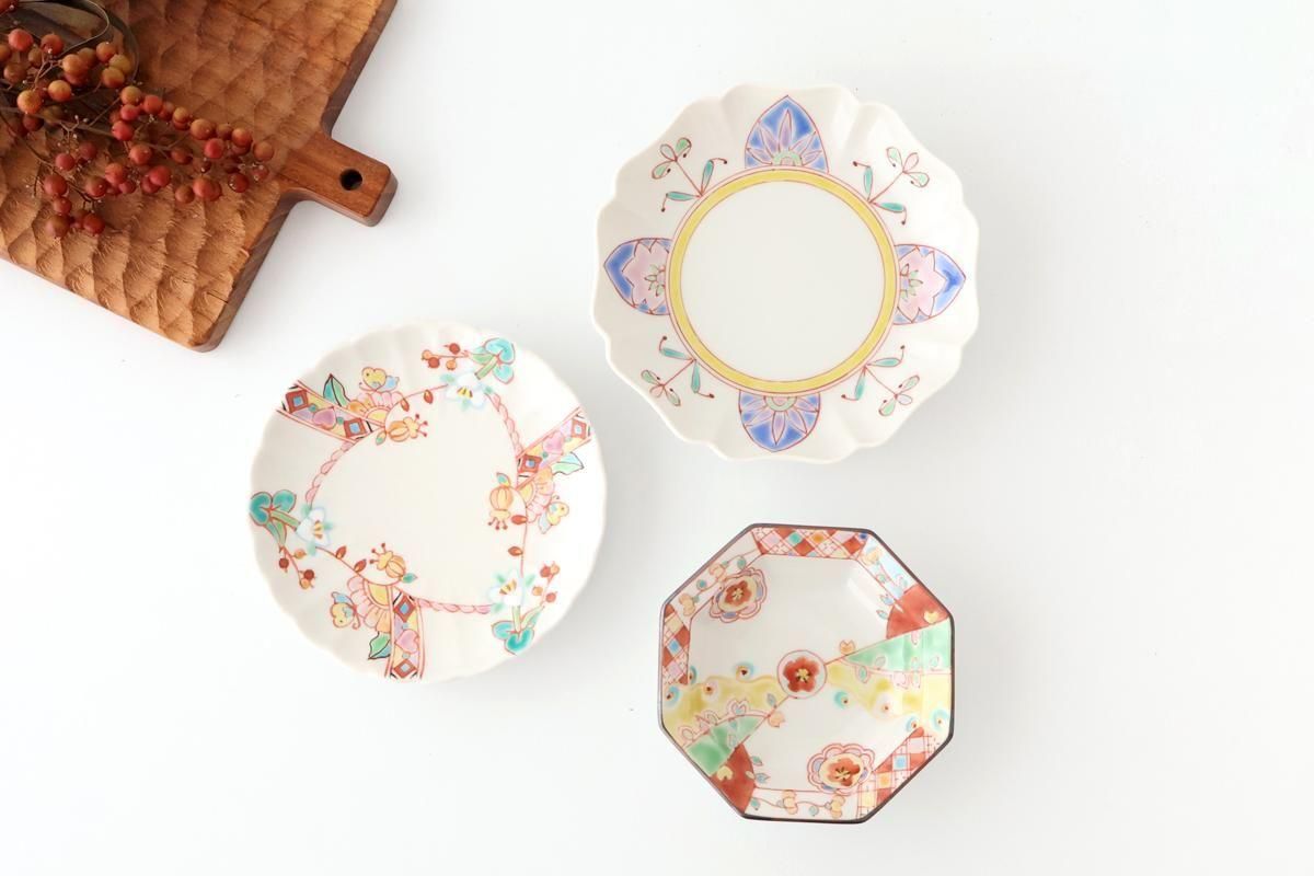 Ginshu Kiln Octagonal Small Plate Red Flower | Kobachi Kutani Ware