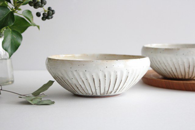 Large Bowl Shinogi White | Serving Bowl Mino Ware-Detail7