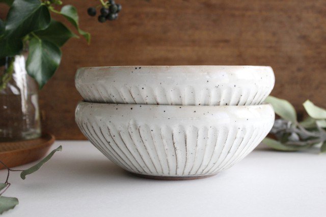 Large Bowl Shinogi White | Serving Bowl Mino Ware-Detail9