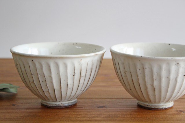 Rice Bowl Linecarved White| Mino Ware