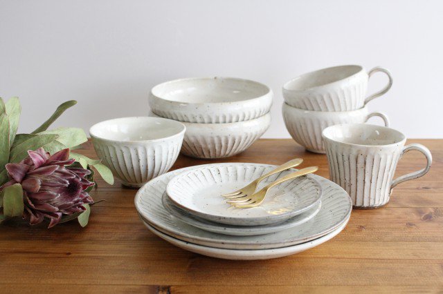 Rice Bowl Linecarved White| Mino Ware