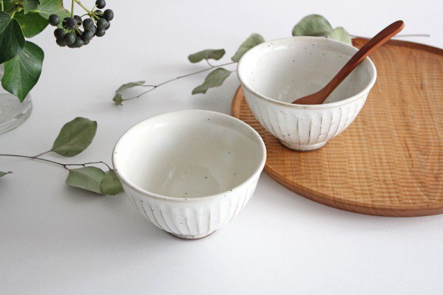 Rice Bowl Linecarved White| Mino Ware