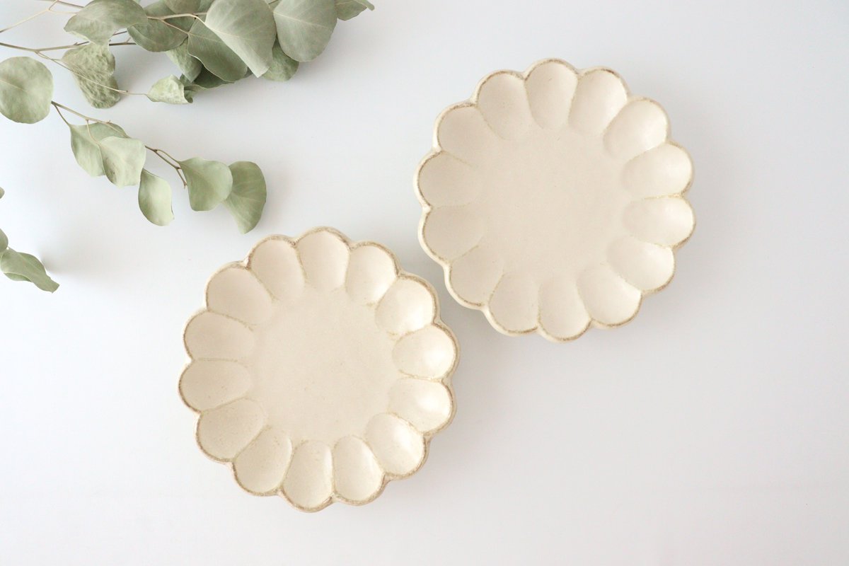 Chrysanthemum Shape Plate White 21cm/8.3in | Mino Ware