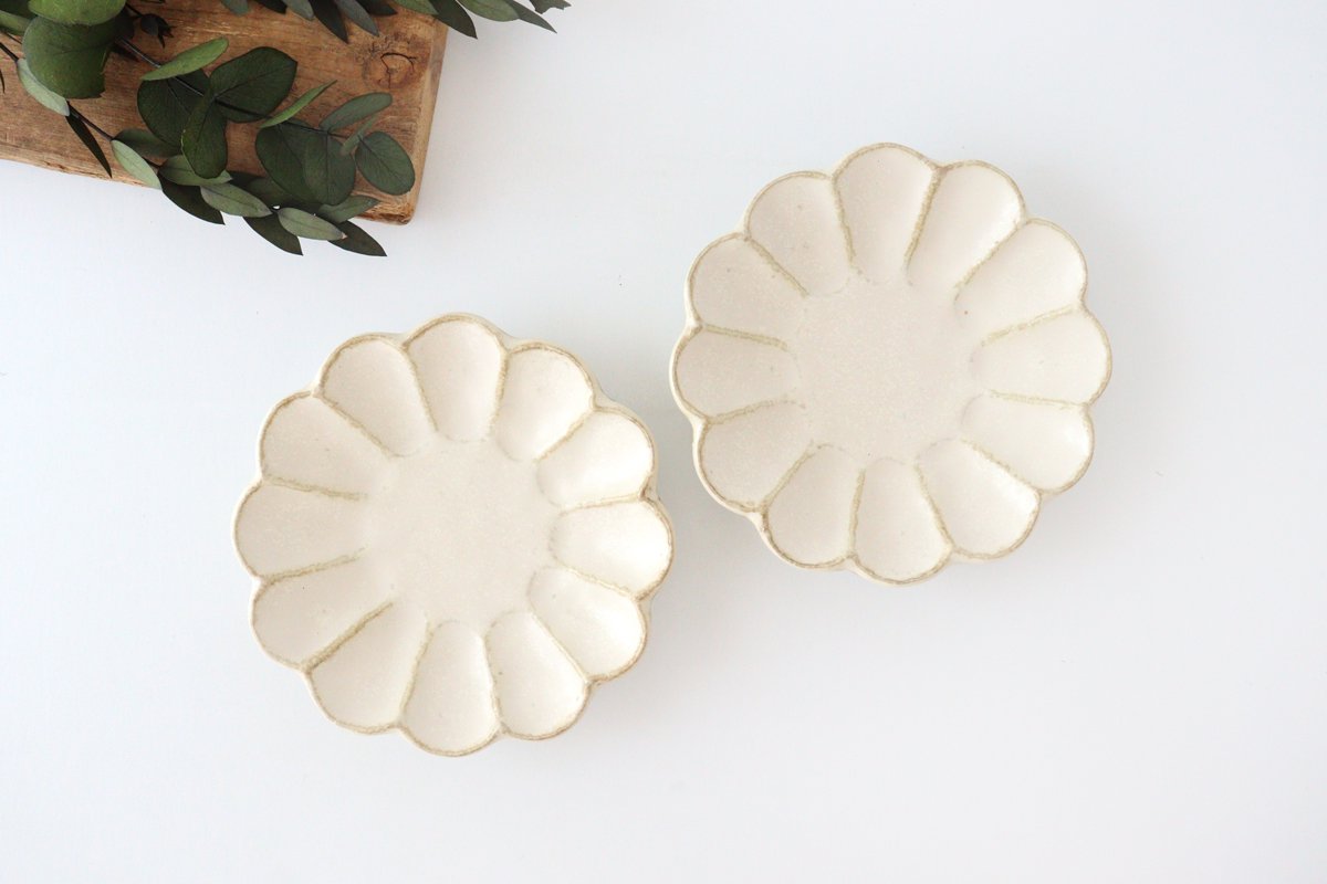 Chrysanthemum-shaped Small Plate White 12cm/4.7in | Mino Ware
