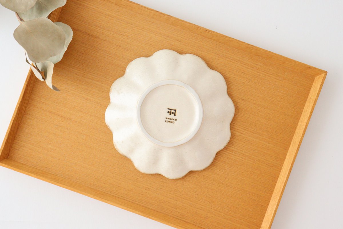 Chrysanthemum-shaped Small Plate White 12cm/4.7in | Mino Ware