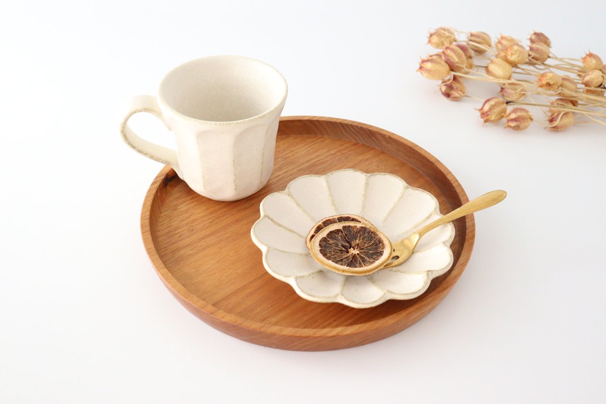 Chrysanthemum-shaped Small Plate White 12cm/4.7in | Mino Ware