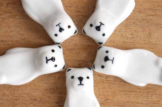 Lying Bear Chopstick Rest Set of 5 Lying Bear | Hashioki Arita Ware