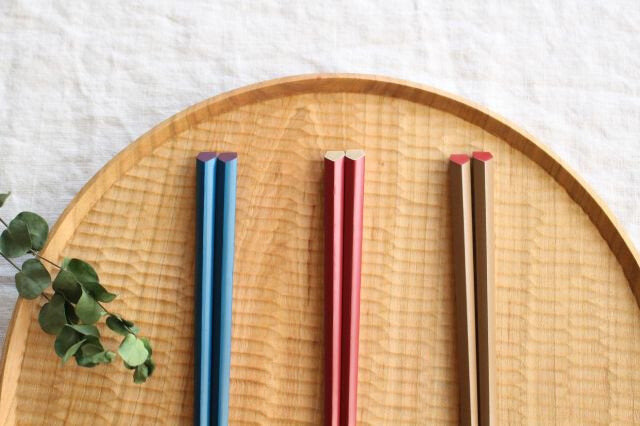 KORINDO Ten-shaved Pentagonal Chopsticks Peach 22.5cm /8.85in
