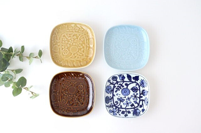 Square Plate Fower Parade Small | Sushi Plate Hasami Ware-Detail12