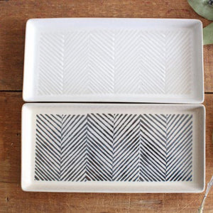 ORIME Rectangle Plate Herringbone White | Sushi Plate Hasami Ware-Detail13